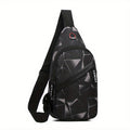 Sling Bag Men's Geometric Crossbody with Adjustable Single-Shoulder Strap & Compact Zippered Storage