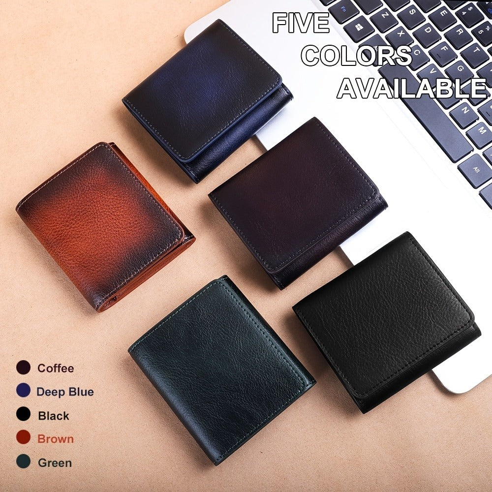 Men's Wallet with a textured exterior and Coin Pocket and 5 Rich Colors for Everyday Card, Cash and ID Organization