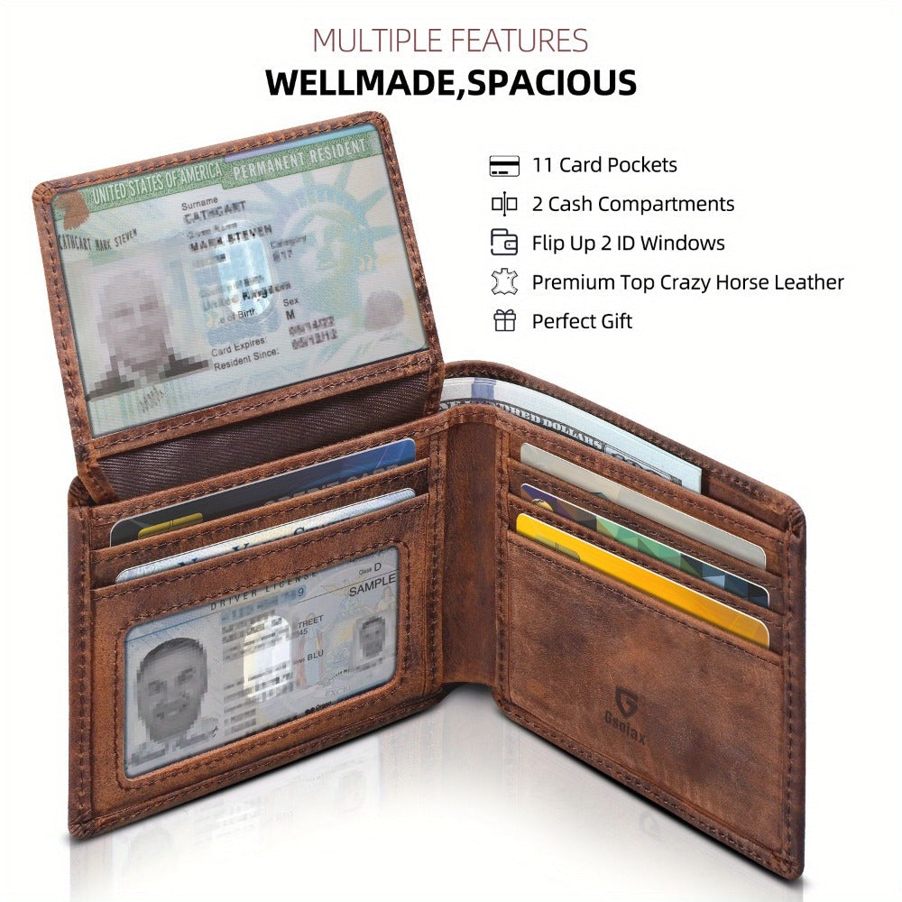 Men's Wallet – Genuine Leather, Large Capacity – front view