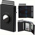 Men's Wallet with textured, round-tracker Slot, Pop-Up Card Case, 14-Card Storage and Cash Pocket