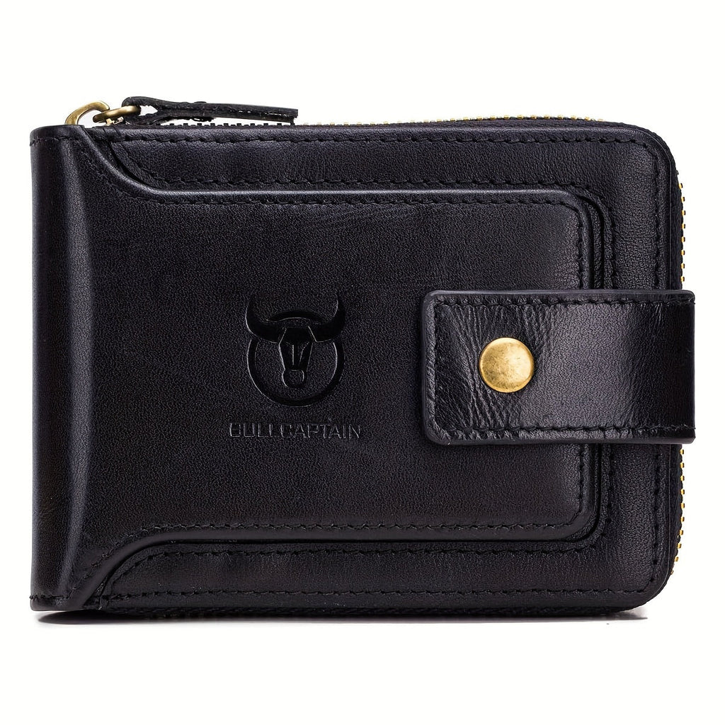Men's Wallet with a textured exterior and Large Bifold Storage, Clear ID and Zip Coin Pocket for Everyday Carry