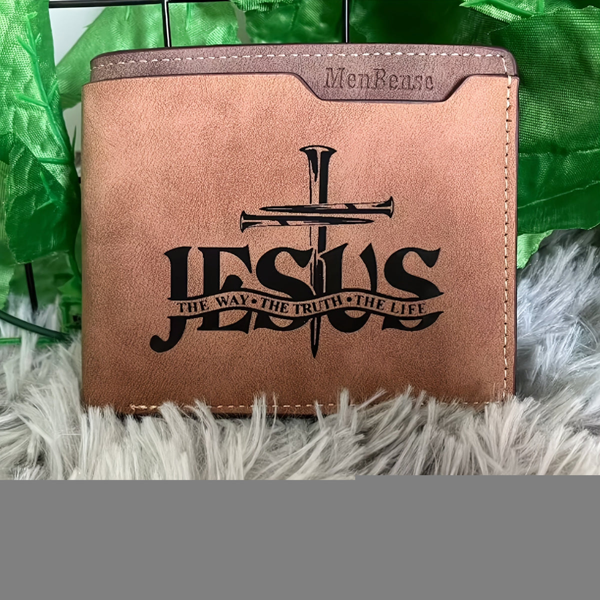 Men's Wallet Slim Faith-Inspired Bifold with Religious Figure Artwork & 3.94 x 4.72-Inch Size
