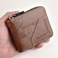 Men's Wallet Retro Embossed Faux-Leather Bifold with Zipper, Card Slots & 3 Colors for Daily Carry