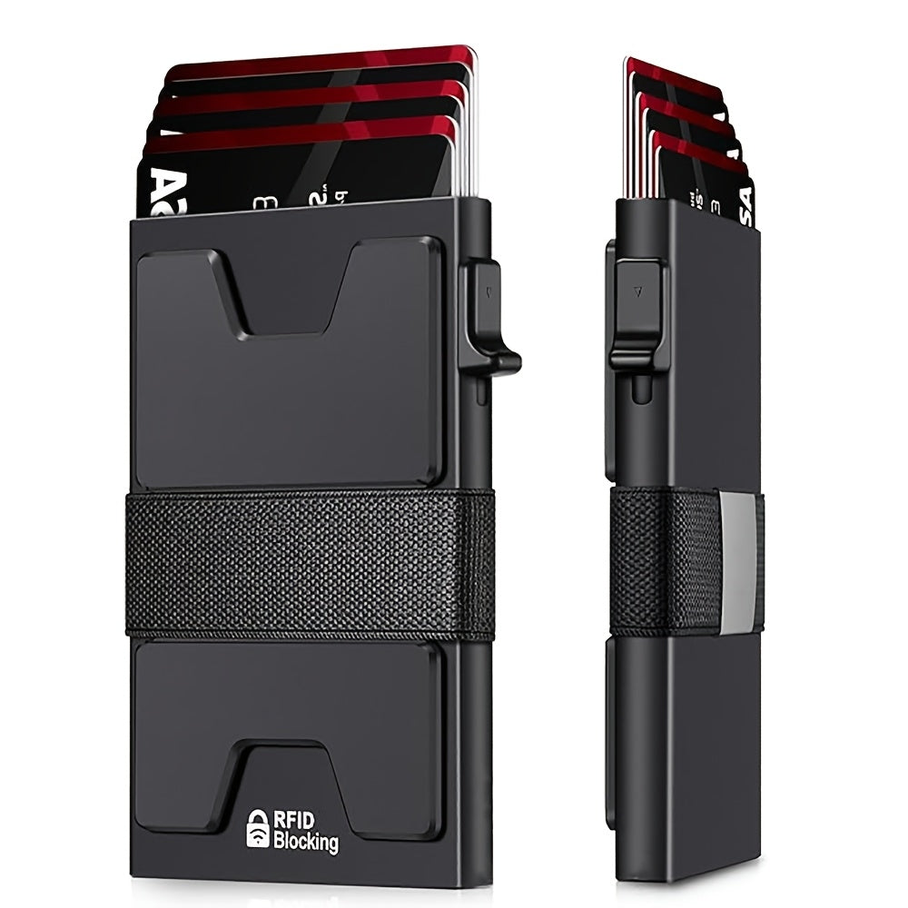 Men's Wallet with Pop-Up Cards, Expandable Back Panel and Slim Black Design for Daily Carry