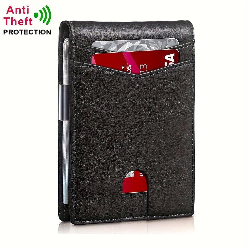 Men's Wallet Ultra-Thin Microfiber Bifold with 12 Card Slots, Money Clip & 3 Colors for Front Pocket Carry