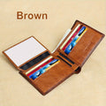 Men's Wallet Retro textured Bifold with 2 Clear ID Windows, Card Slots & 4 Colors for Daily Carry