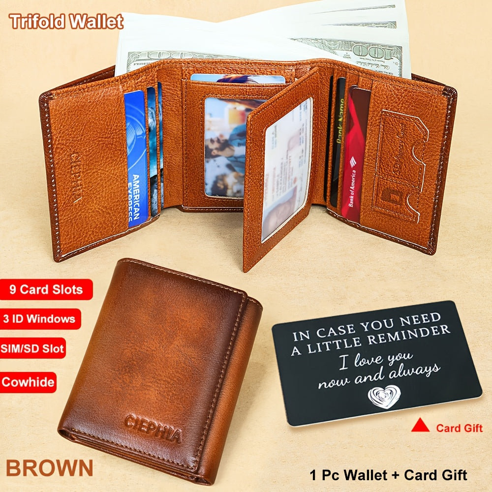 Men's Wallet textured Bifold or Trifold with Money Clip & 3 Colors for Daily Carry for Everyday Card, Cash and ID Organization