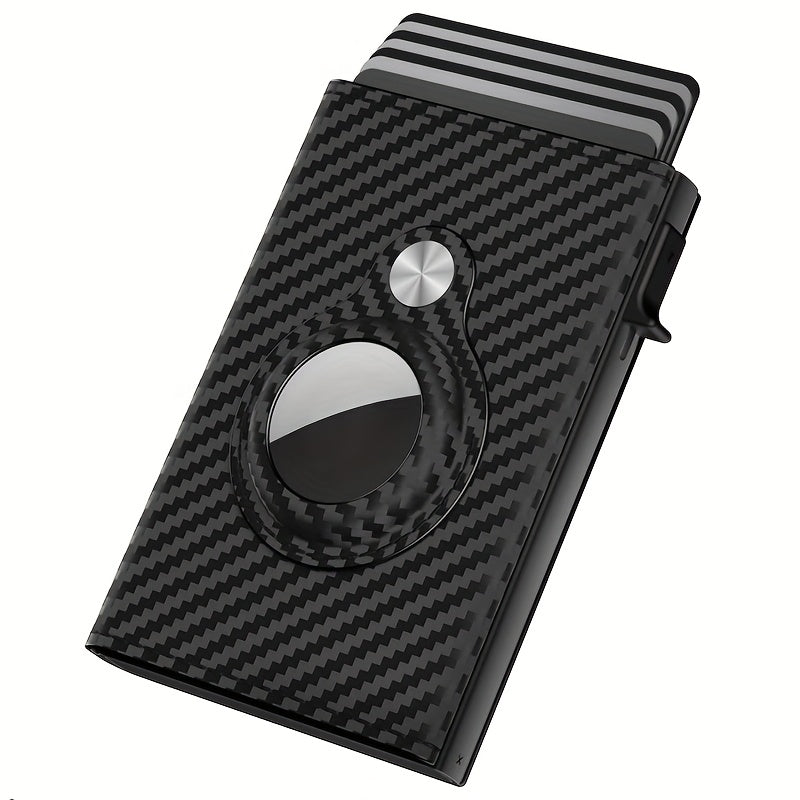 Men's Wallet with round-tracker Slot, Pop-Up Card Case, ID Window and 9-14 Card Capacity for Everyday Card, Cash and ID Organization