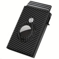 Men's Wallet with round-tracker Slot, Pop-Up Card Case, ID Window and 9-14 Card Capacity for Everyday Card, Cash and ID Organization
