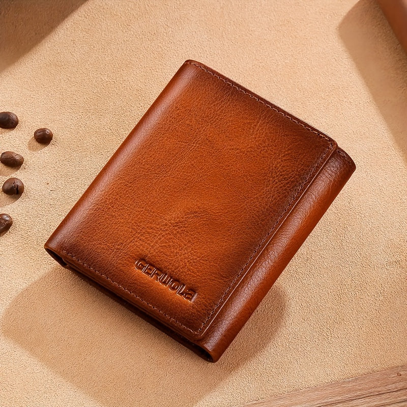 Men's Wallet with a textured exterior and 3 Mirror Windows, 10 Card Slots and 3 Colors for Everyday Carry