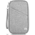 Men's Wallet Passport Case with Zipper, Keychain, Multi-Document Storage & Gray Finish for Everyday Card, Cash and ID Organization