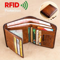 Men's Wallet in Distressed textured with Bifold or Trifold, SIM and microSD Travel Slots for Everyday Card, Cash and ID Organization