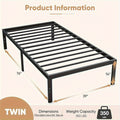 Bed Frame Steel Slat Platform with 12-18 Inch Height Options and Under-Bed Clearance in Multiple Sizes