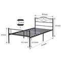 Bed Frame Powder-Coated Steel Platform with Heart-Accent Headboard, Footboard and Four Color Options