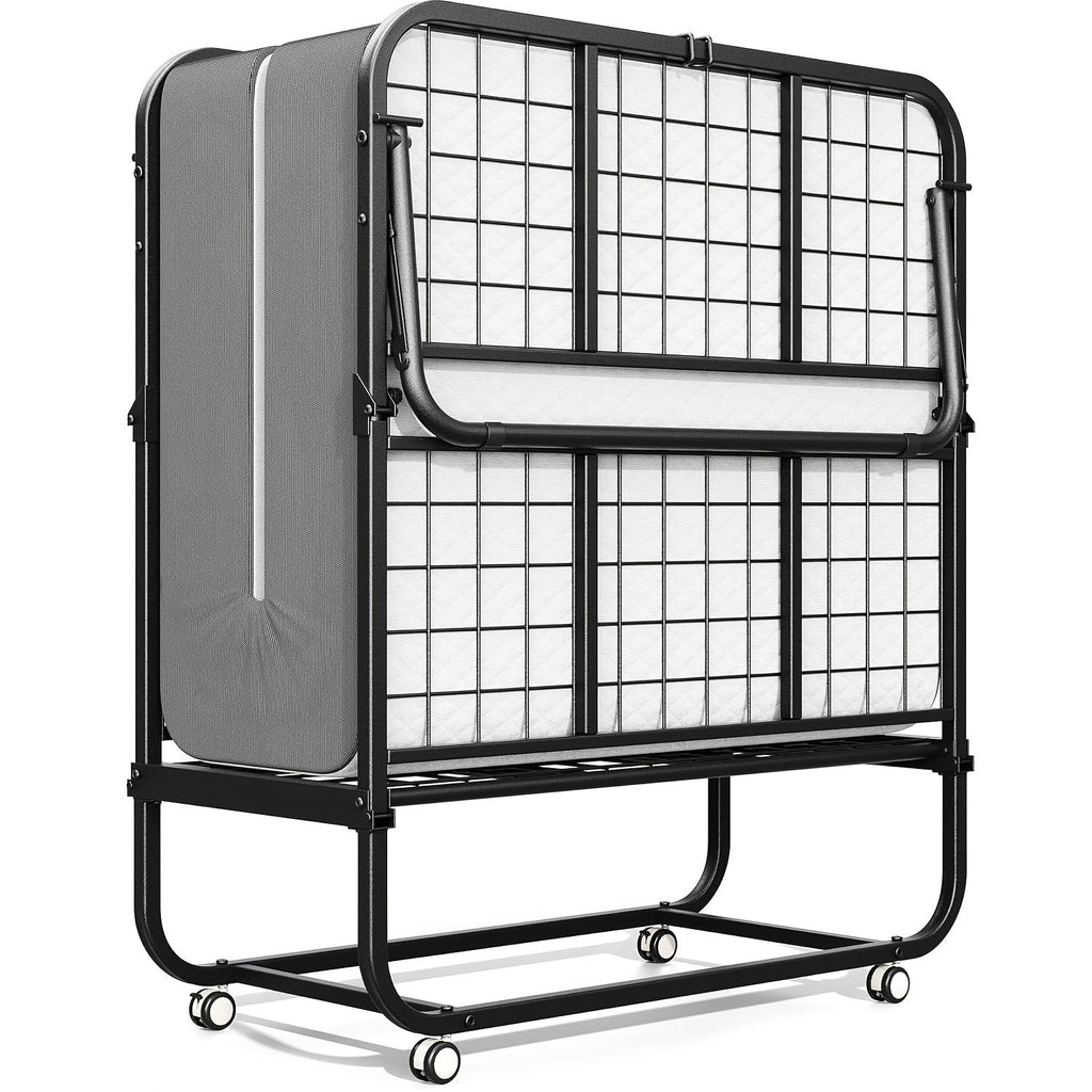 Roll-Away Metal Folding Guest Bed with 75 x 31-Inch Sleeping Surface, Four-Section Frame and Four Casters