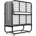 Roll-Away Metal Folding Guest Bed with 75 x 31-Inch Sleeping Surface, Four-Section Frame and Four Casters