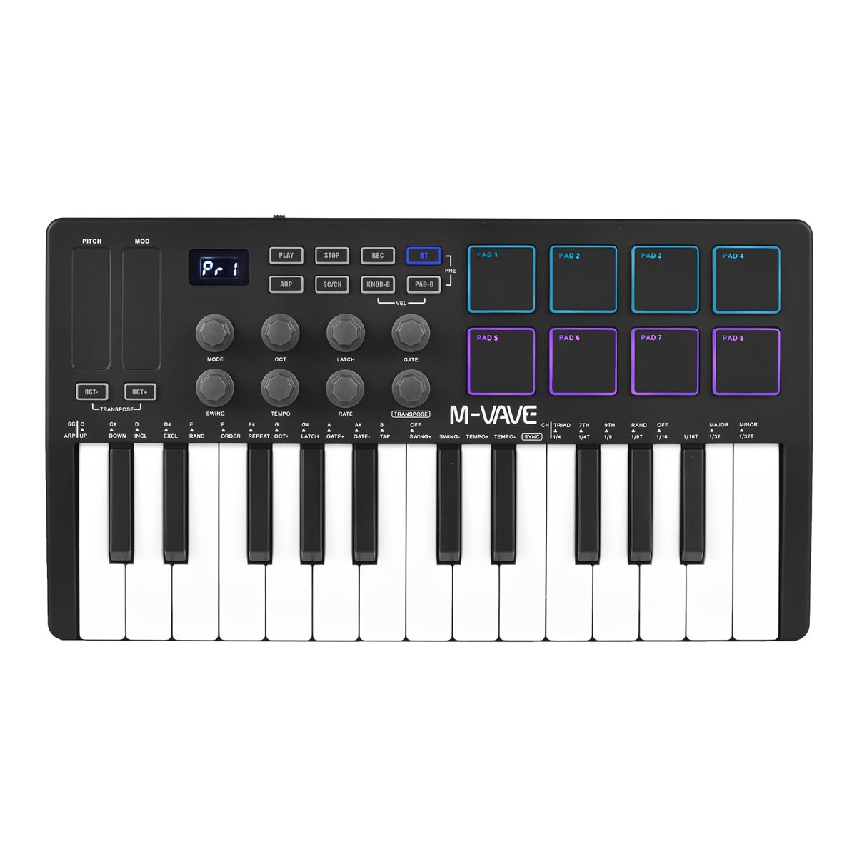 MIDI Pad Controller, RGB, Wireless, M-VAVE, 25-Key, Keyboard for Music Production