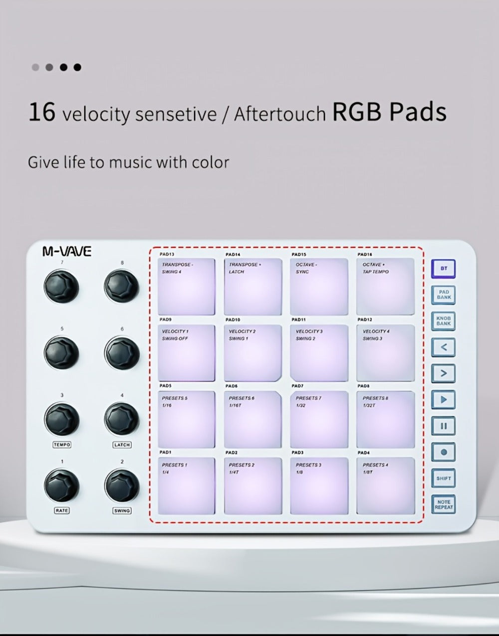 MIDI Pad Controller, USB, Wireless, Professional-Grade, Multi-Effects for Music Production detail image - detail view 12