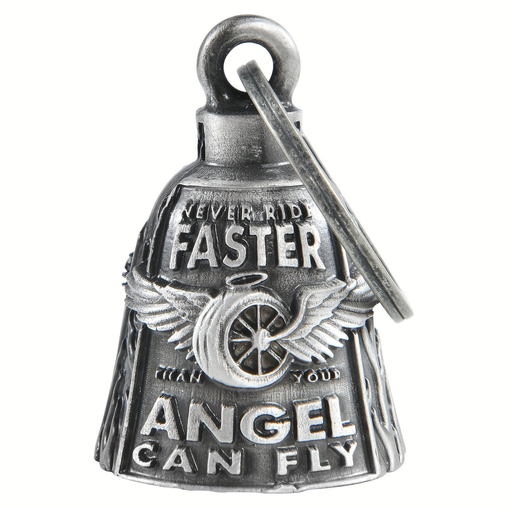 Motorcycle Guardian Bell – Keychain Wheel with Wings – Good Luck Spirit Riding Bell for Bikers, Includes