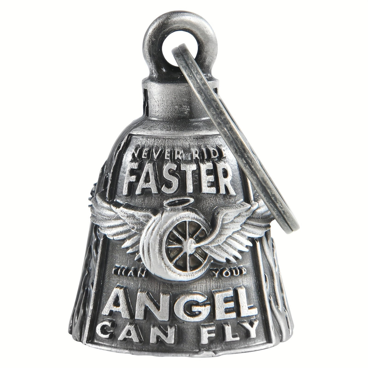 Motorcycle Guardian Bell – Keychain Wheel with Wings – Good Luck Spirit Riding Bell for Bikers, Includes