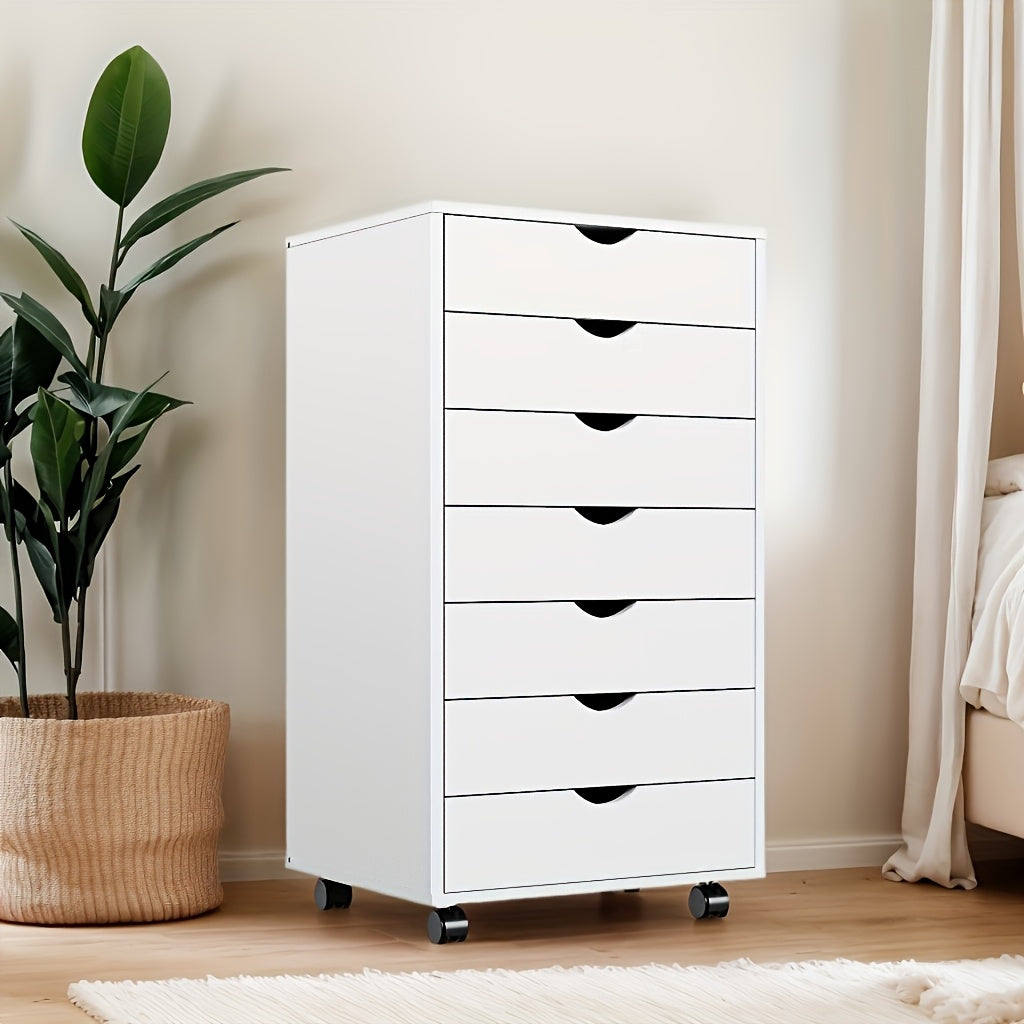 Storage Cabinet Rolling Drawer Unit with Five or Seven Removable Fabric Drawers and Locking Casters