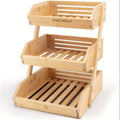 Multi-Tier Bamboo Fruit Basket with Non-Slip Base for Kitchen