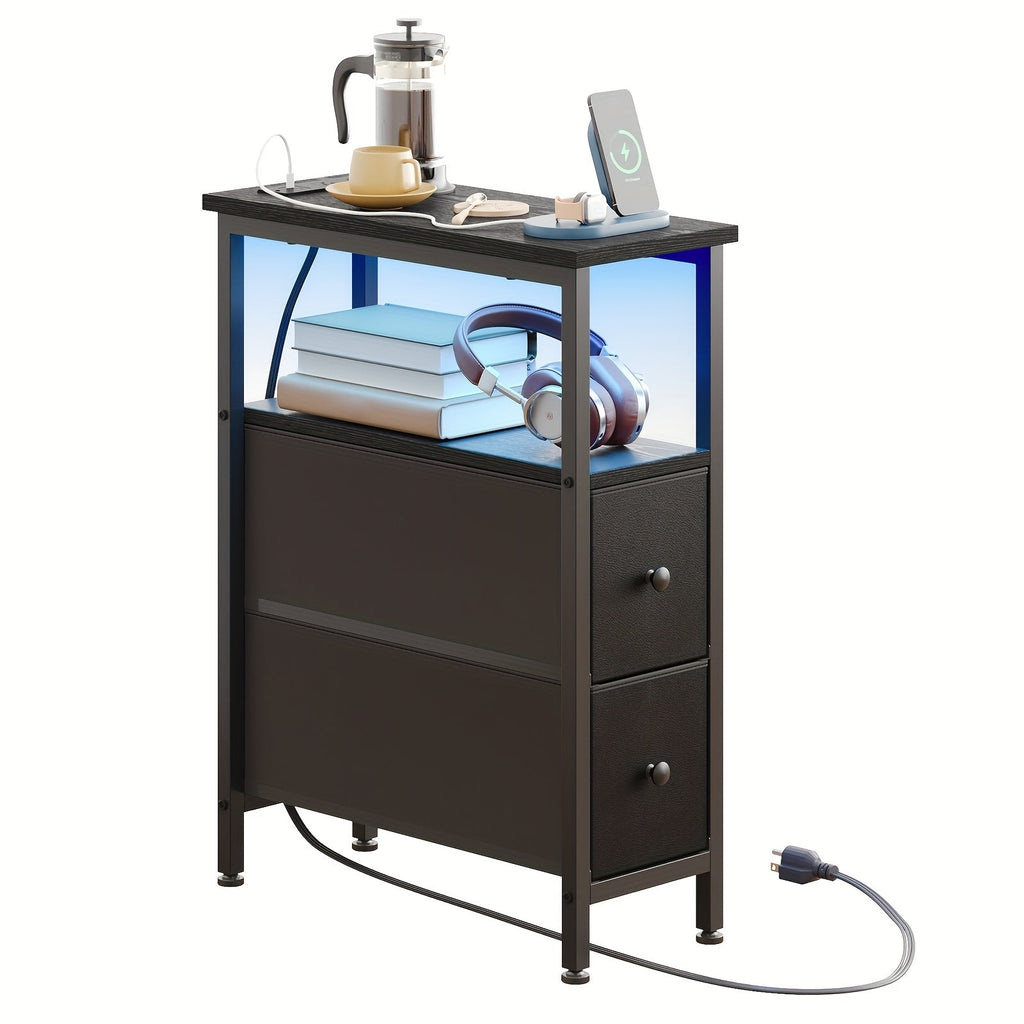 Narrow Slim End Table, Bedside Side Table for Work, Display, and Everyday Use in Entryway
