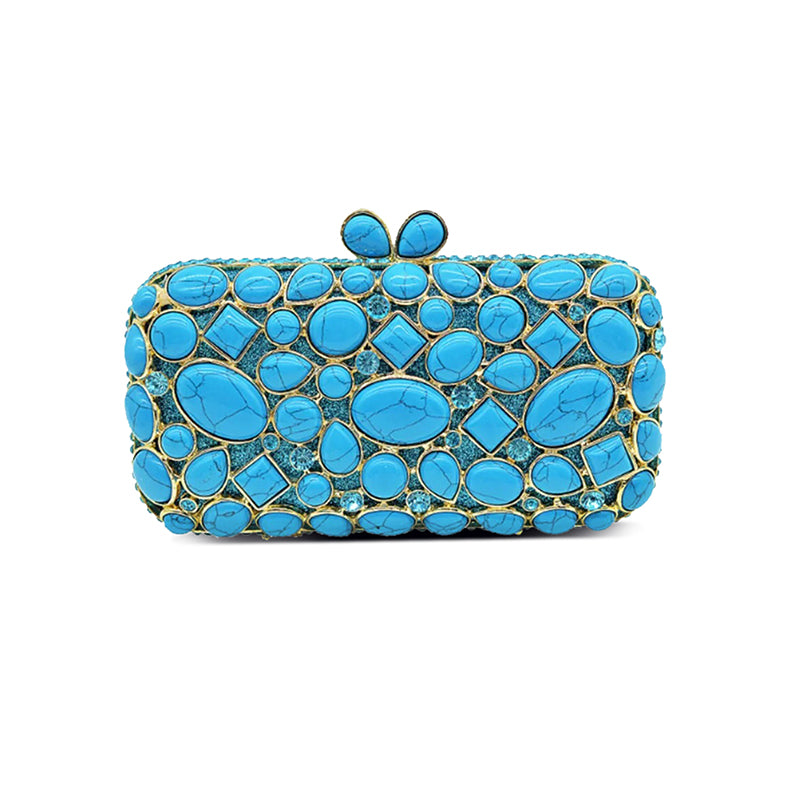 Agate Stone Evening Clutch Rhinestone Gemstone Bag Wedding Party