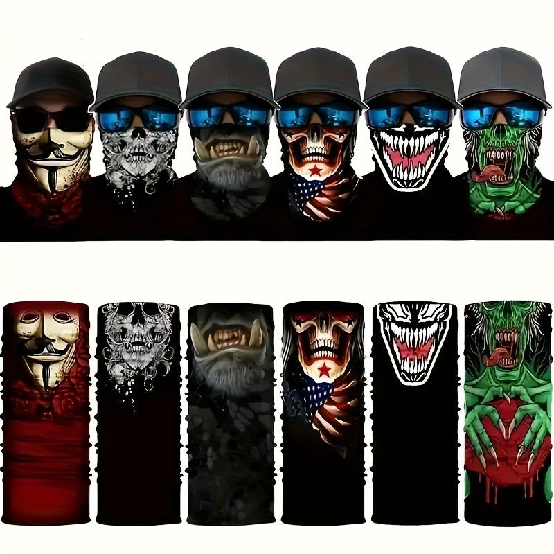 Neck Gaiters & Bandanas – Skull Balaclava 6 Pack Windproof UV Protection Elastic Neck Gaiter Bandana Headwear