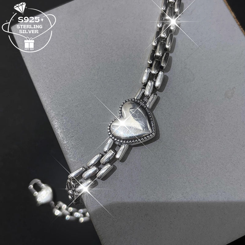 Heart Chain Jewelry in Bracelet or Necklace Styles with Silver or Gold Color Options for Couples and Friends