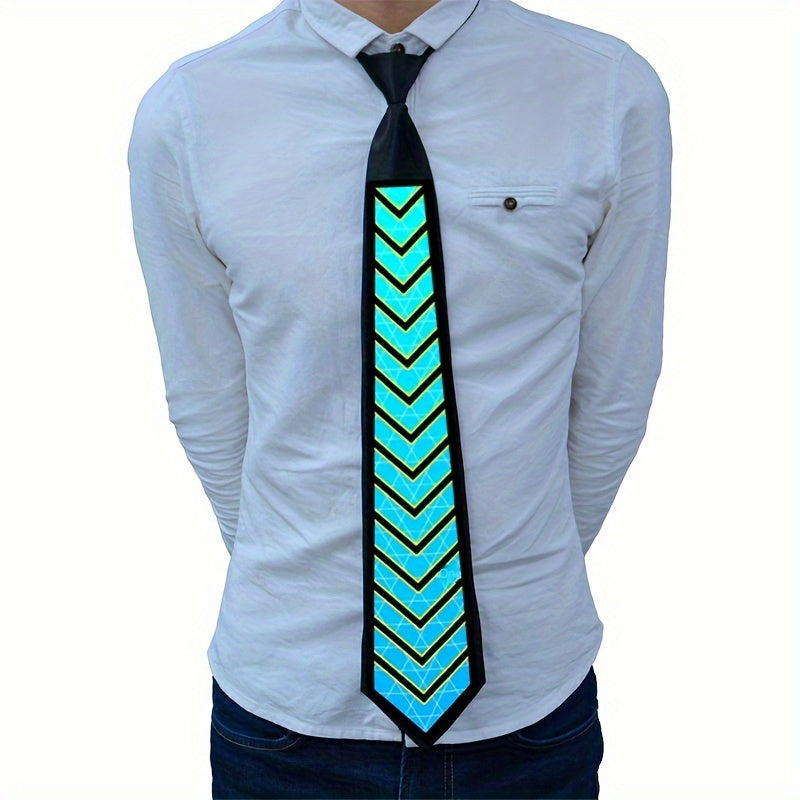 Novelty Ties – Light Up Tie Voice Activated LED EL Wire Necktie – Glowing Sound Reactive Tie for Festival Rave