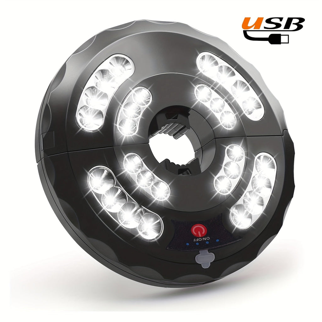 USB Patio Umbrella Pole Light with Round Clamp Housing, White Light and One- or Two-Pack Options