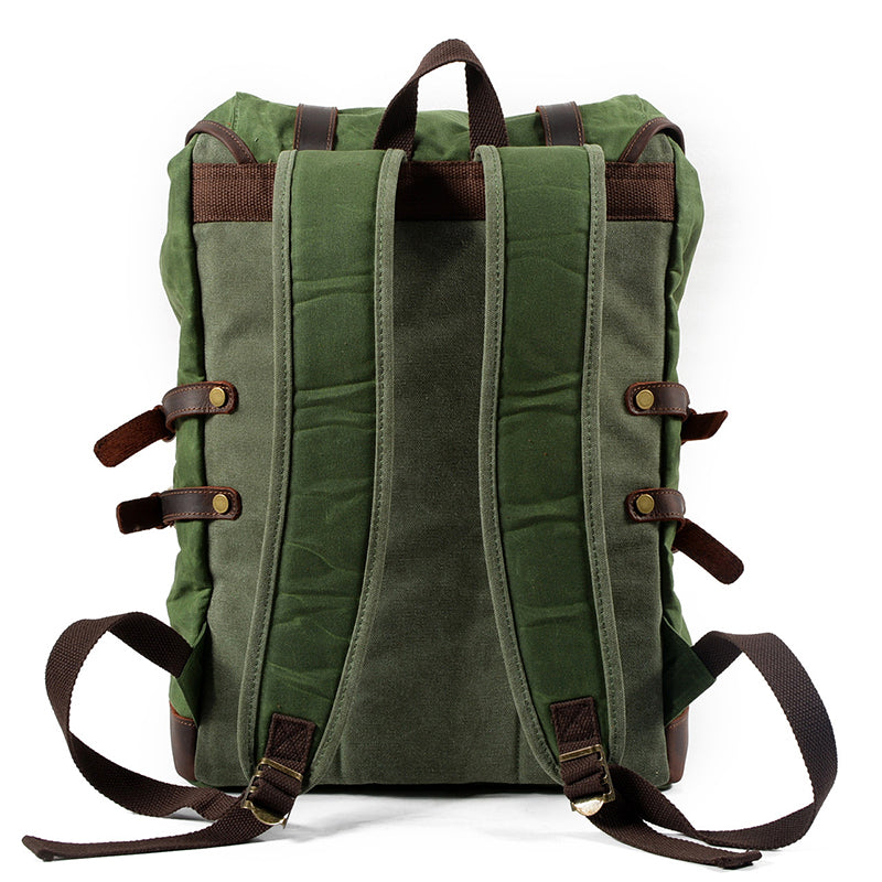 Canvas Backpack Men Waterproof Travel Rucksack Outdoor Bag 17.7in