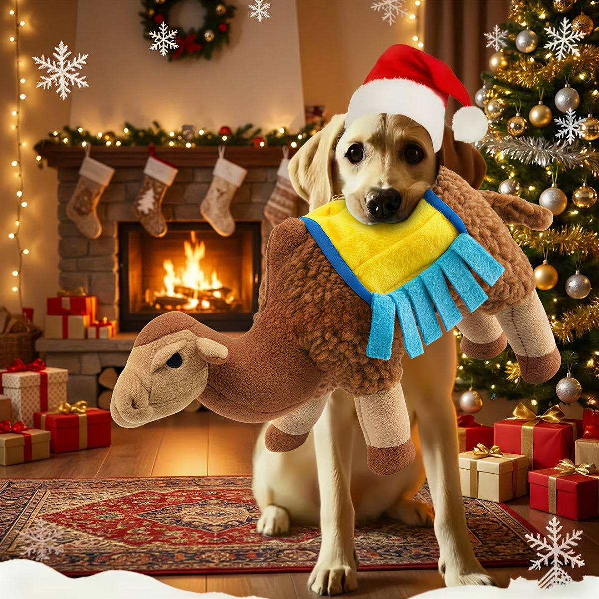 Dog Toy Camel Plush with Built-In Squeaker and Washable Soft Construction for Chew, Cuddle and Interactive Play