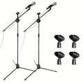 Tripod Microphone Boom Stand Two-Pack in Black with 130cm Height, Adjustable Arms and Microphone Clips