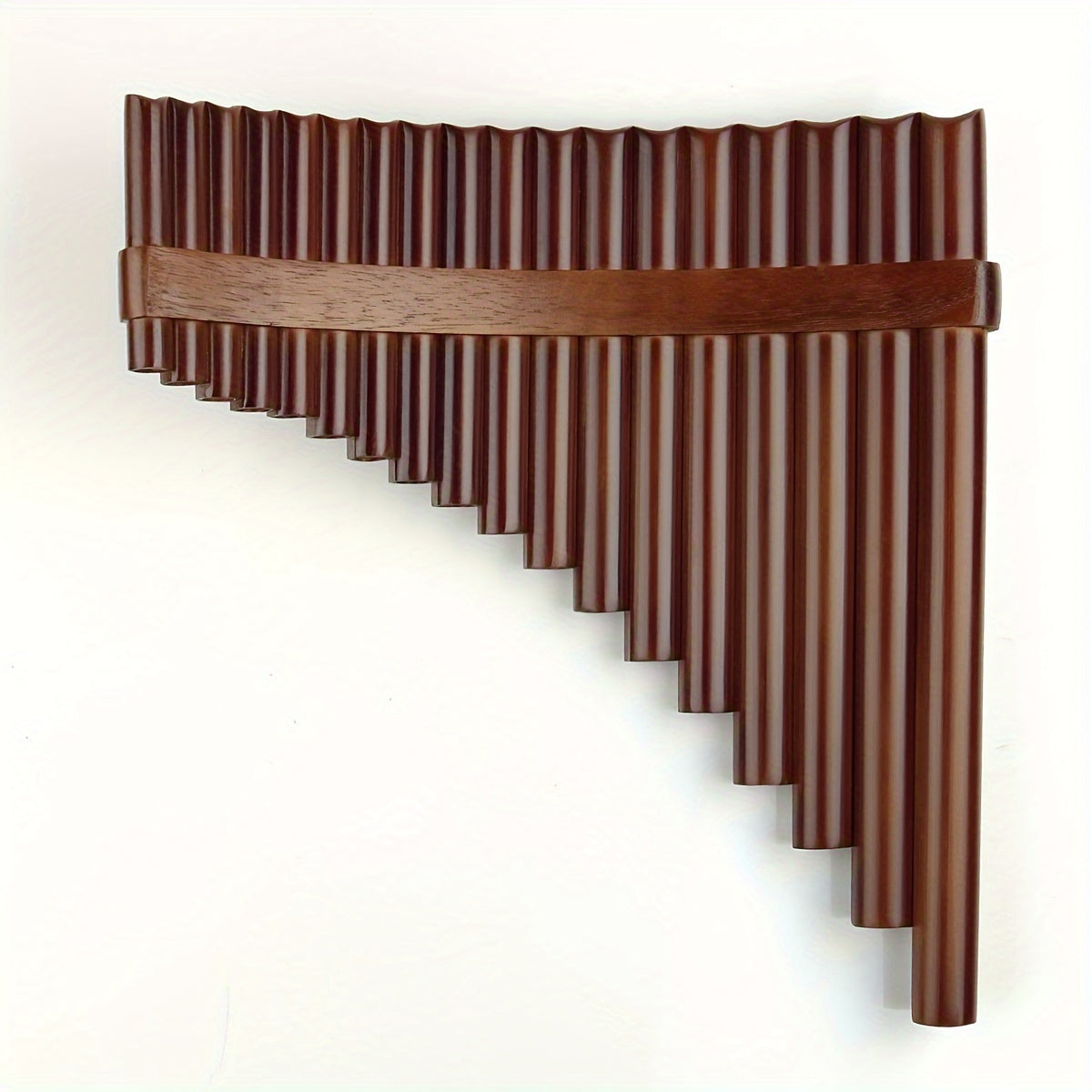 18-Pipe Dark Brown Bamboo Pan Flute in F Key with Left- or Right-Hand Orientation and 11-Inch Width