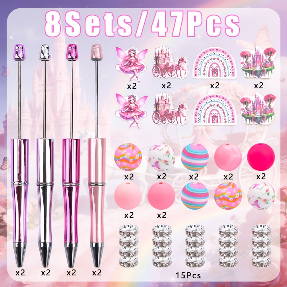 Pen Toppers – Unicorn 8 Sets – Princess Castle & Pink Fairy Wooden Decorative Pencil Toppers for Kids Office