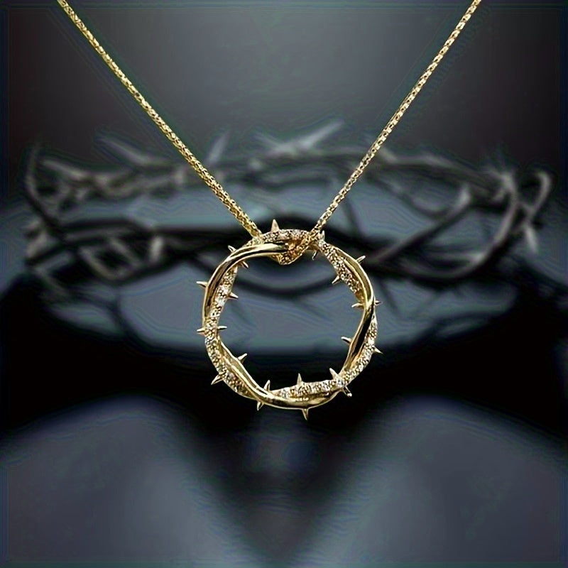 Thorn Design Pendant Necklace in 925 Silver with 1-Carat Moissanite and Gold or Silver Color Options