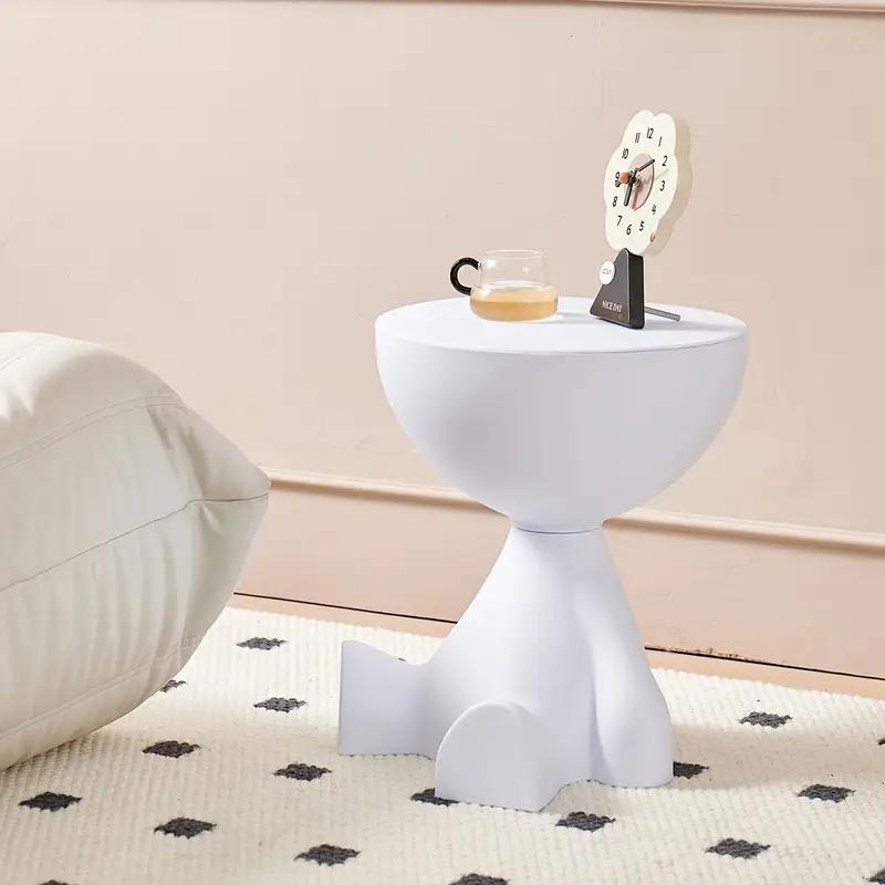 Nightstand Bear-Shaped Plastic Side Table with Recessed Top, Cup Holder and Five Color Options
