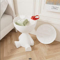 Bear-Shaped Plastic Nightstand with Removable Bowl Storage, Cup Holder Top and White, Black or Transparent Pink Options