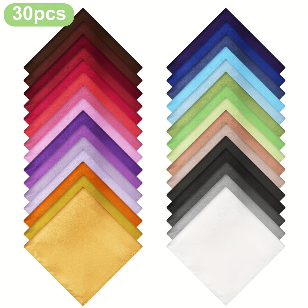 Pocket Squares – Pocket Square Set 30 Pack for Men Solid Color Handkerchiefs Soft Quick-Dry Fabric | 30 Colors