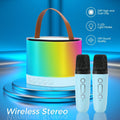Portable Karaoke Speaker with 2 Wireless Mics, LED Lights and TWS