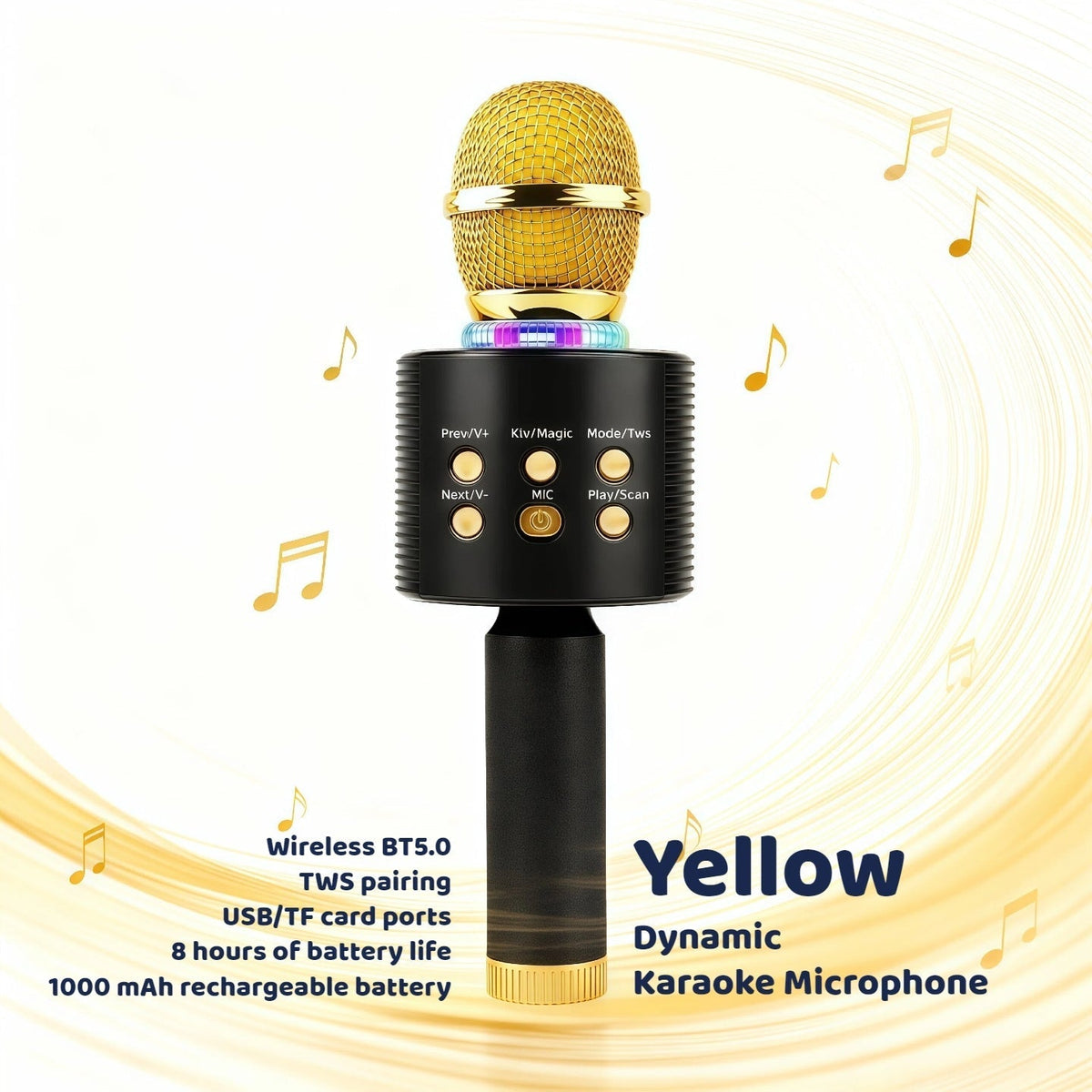 All-in-One Wireless Karaoke Microphone with Built-In 5W Speaker, TWS Pairing and Four Color Options