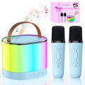 Portable PA Speaker 10W Mini Karaoke Set with Two Wireless Microphones, USB-C Charging and RGB Light