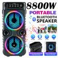 Portable PA Speaker Twin-Ring RGB Wireless Unit with TWS, USB, TF Card, FM Radio and Carry Handle