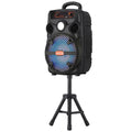 Portable PA Speaker 8-Inch RGB Karaoke Unit with 1800mAh Battery, Tripod, Remote and Wired Mic