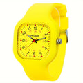 Quartz Watch by Origset for Nurses with Sweeping Second Hand, 24-Hour Dial and Yellow Silicone Band