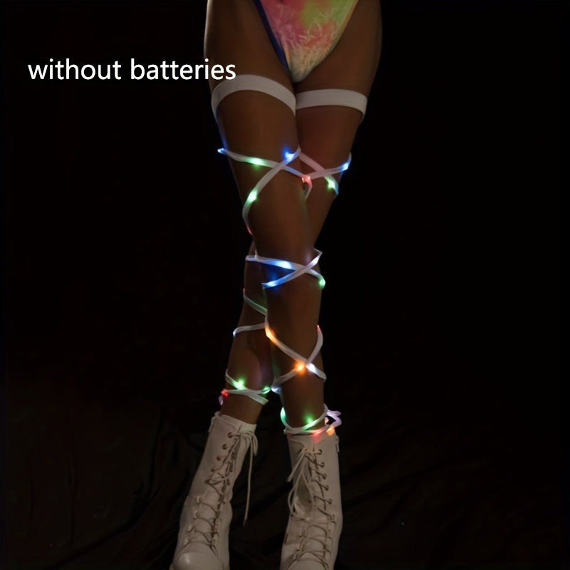 Rave & Festival Accessories – Rave Leg Wraps Light Up – Cyberpunk Neon Garter Elastic Costume Accessory Set