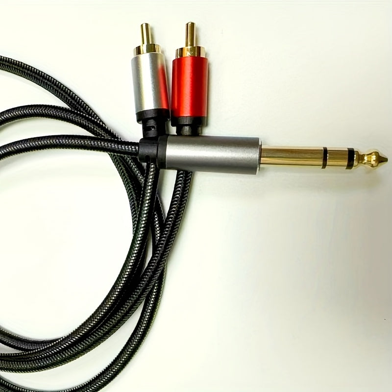 RCA Audio Cable, 6.5mm, Large, Three-Core/2RCA, Male/Male for Connecting Audio Sources