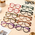 Reading Glasses 10-Pack Lightweight Plastic Frames in Five Colors with +1.00 to +4.00 Options